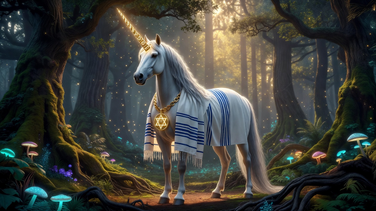 an image of mythical creature I conjured up called a JewNicorn
